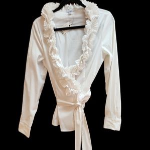 Nwt Tristan ruffle criss cross blouse